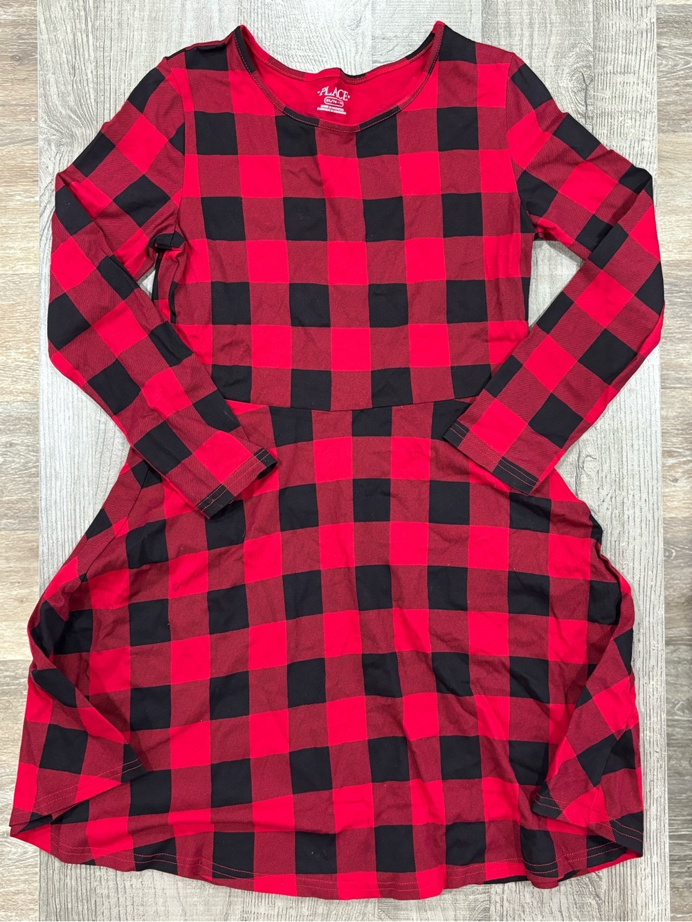 The Children's Place Red and Black Buffalo Plaid Twirl Dress Size XL/14 (youth)